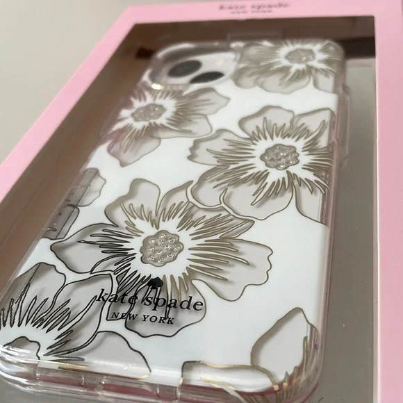 Kate Spade iPhone 13 clear transparent gold silver floral phone case new NWT - Picture 7 of 13